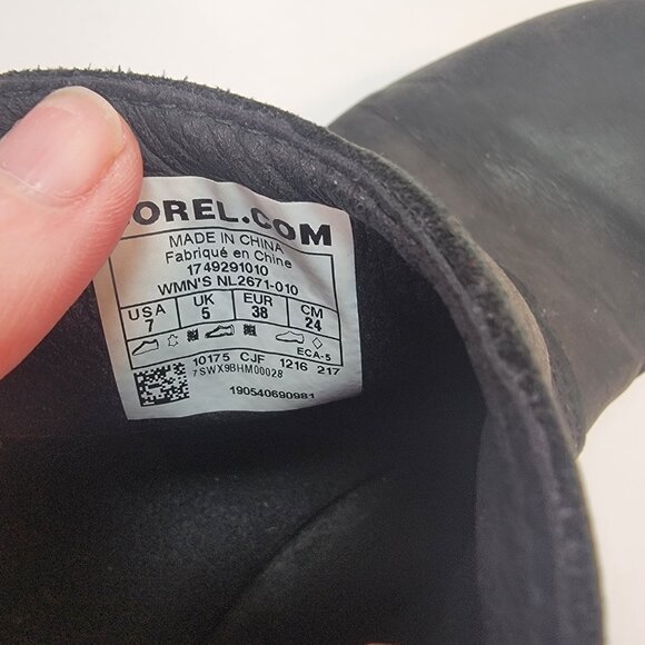 Sorel EMELIE CHELSEA Ankle Boot Black Leather Waterproof Rain Snow Boot Sz 7 - Picture 9 of 10